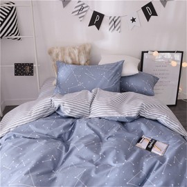VM VOUGEMARKET 3 Piece Duvet Cover Sets Queen,100% Cotton Constellation Patte...