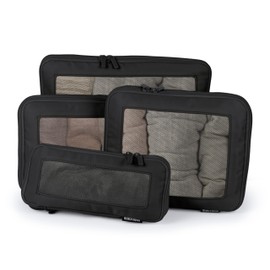 Aerotrunk Compression Packing Cubes for Suitcases - Double Zipper Compression Luggage Organizers - Washable Travel Packing Cubes (4-Pack, Black)