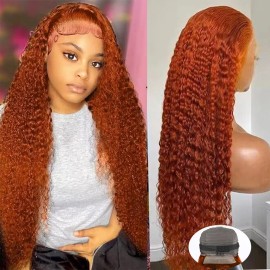 Wholesale Raw Human Hair Ginger Body Wave Wig 13x6 hd Human Hair Lace Front Wig 180% Brazilian Lace Frontal Wig for Black Womenstyle: Water Wave, color: Pink, stretched length: 28", Lace Size: 13x6