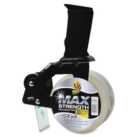 Duck Max Packaging Tape with Pistol Grip Dispenser, 3" Core, 1.88" X 54.6 Yds, Crystal Clear