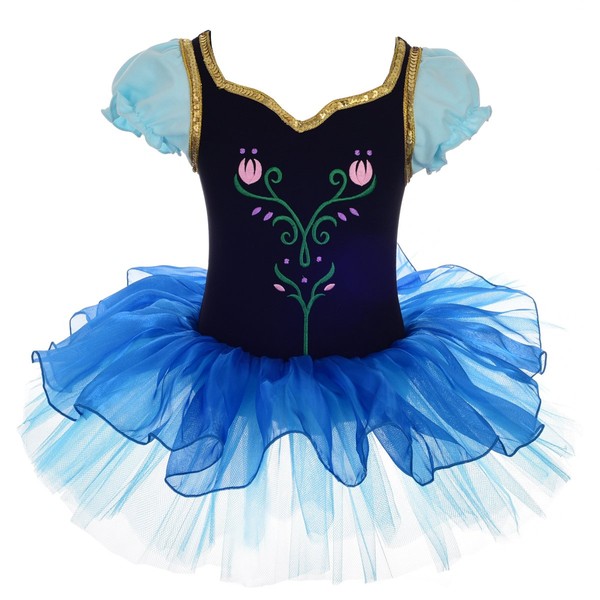 Dressy Daisy Ballerina Princess Costume Dance Outfit Ballet Tutu Dress Fancy Dancewear for Little Girls Size 5-6, Blue