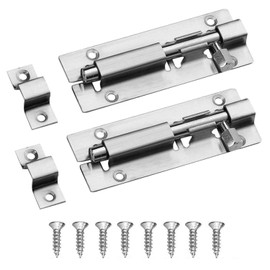 2PCS Door Lock Bolt, 3 Inch Stainless Steel Door Security Slide Latch Lock, Cupboard Bolt Barrel Sliding Locks, Internal Door Latch with Screws for Cabinets, Sheds & Interior Doors