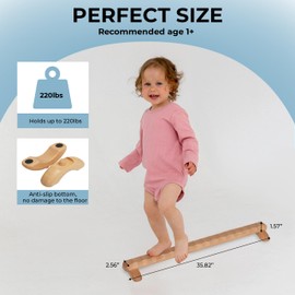 AVDAR Wooden Balance Beam for Toddlers | Imported Beechwood | Indoor/Outdoor Montessori Balance Beam to Enhance Vestibular System Development | Passing the Most Comprehensive Safety Test Certification