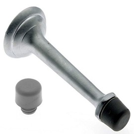 IDHBA idh by St. Simons 13013-26D Premium Quality Solid Brass Fancy 3-Ring Baseboard Door Stop, 3-3/4-Inch, Satin Chrome