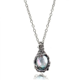 Yongst Moonstone Pendant Necklace, Vintage Jewellery Crystal Necklaces For Women, Teardrop Crystal Gemstone Jewelry New Beginnings Rainbow Moonstone