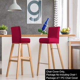 PiccoCasa Chair Cover, Bar Stool Cover, Counter Stool, Elastic Material, Stretch, Chair Cover, Pub Counter, Washable, Soft, Solid, Stylish, Four Seasons, Dining Room, Cafe, Burgundy, Set of 2