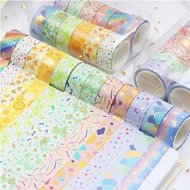 Henniu Juego de 12 rollos de cinta Washi, cinta adhesiva decorativa de 15 mm de ancho con patrón lindo, cinta adhesiva decorativa para bricolaje, manualidades, diarios, planificadores, álbumes de reco