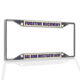 Fastasticdeals Metal Insert License Plate Frame Fugitive Recovery Bail Bond Investigator Agent Weatherproof Car Accessories Chrome 4 Holes Solid Insert