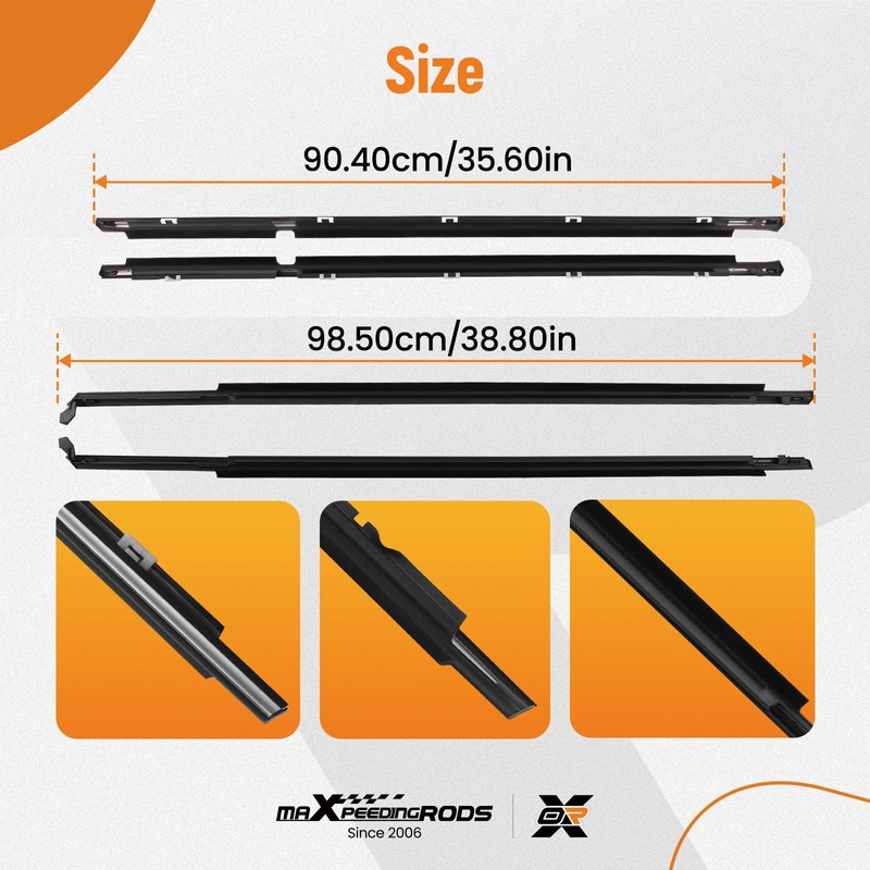 maXpeedingrods 4Pcs Weatherstrip Window Molding Trim Seal Belt for Toyota