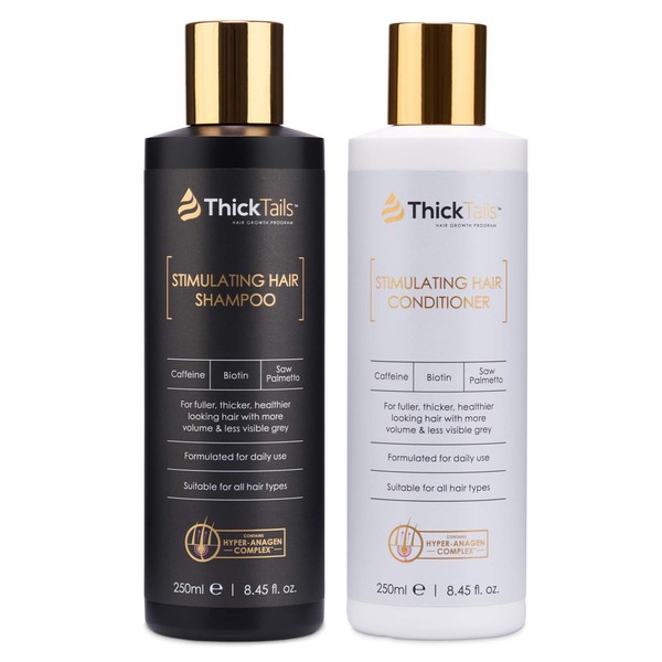 ThickTails Hair Growth Shampoo and Conditioner - (2-Pack) For Women With Thinning Hair Breakage Due to Menopause, Stress, Postpartum Recovery. Anti Hair Loss Thickening Regrowth Treatment. DHT Blocker