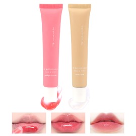 2 Stück Lip Butter Balm, Lippenbalsam mit Butter, Lip Sleeping Mask, Pflegende Lippenmaske und Lippenbalsam für Sofortige Feuchtigkei, Getönte, Beruhigende Lippenpflege