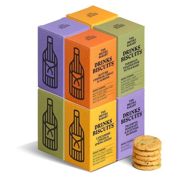 The Drinks Bakery Mixed Flavours Pack 8 x 36g | Expertly Paired to Your Favourite Drinks | Award Winning Drinks Biscuits as Seen on Dragons’ Den | Made in Scotland |