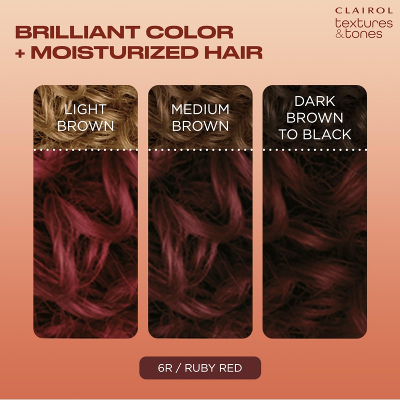 Clairol Textures & Tones Permanent Hair Dye, 6R Ruby Red