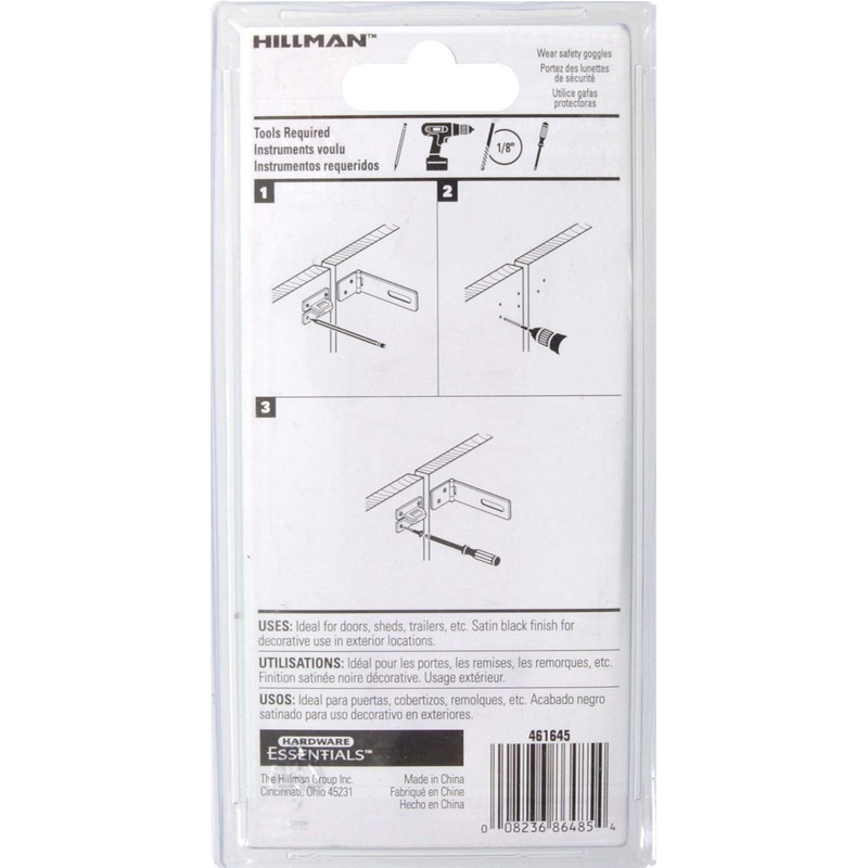 Hillman Hardware Essentials 851425 Fixed Staple Safety Hasp Black 3-1/2"
