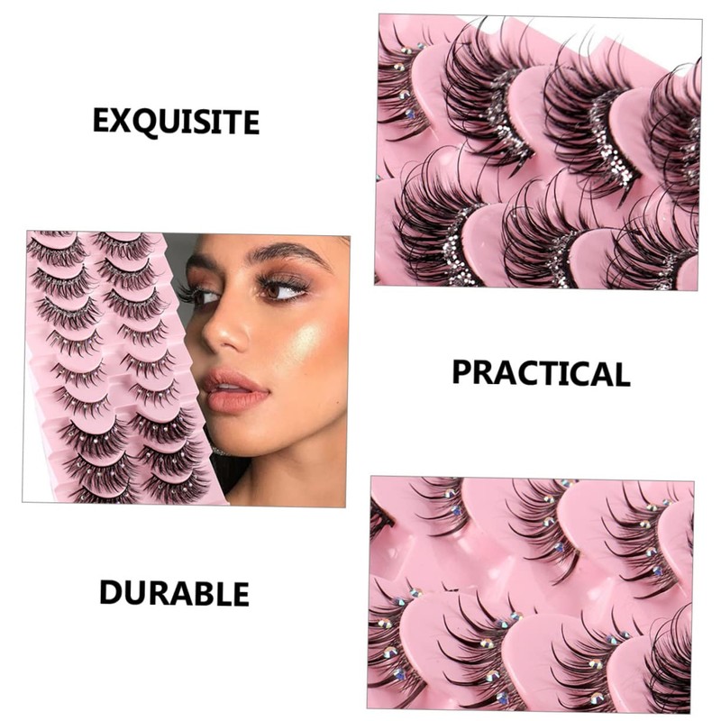 VICASKY 10 Pairs Fake Eyelashes with Rhinestones Look Lashes for