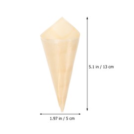 Toddmomy 50 Pieces Wood Tasting Cone Disposable Wood Cones Wooden Ice Cream Cone Appetizer Finger Food Snack Holder for Parties Catering Events Food Displays