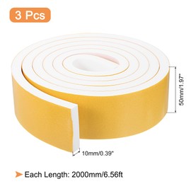 uxcell 1 Roll Foam Weather Stripping, 2" Wide X 3/8" Thick X 6.56 Ft Door Seal Strip Adhesive Foam Tape White Insulation Strip for Door Window