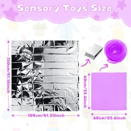 Weewooday 2 Pcs Baby Sensory Scarf and Foil Blanket Set, Baby Sensory Toys, Sensory Scarves, Baby Sensory Foil, Sensory Play for Toddlers Newborn Infant Gift Presents Party Supplies (Purple Scarf)
