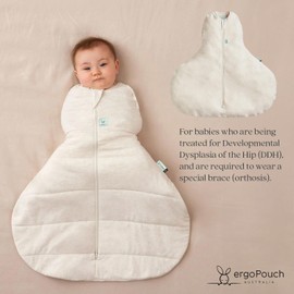 ergoPouch Hip Harness Cocoon Swaddle Sack 1.0 TOG – Safe Sleep for Braced Babies, Fits Pavlik & Rhino Braces, Converts Arms In/Out, Extra Room for Hip Harness, Breathable (3–6 Months, Oatmeal Marle)