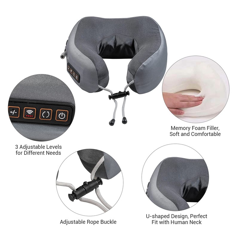 EEZEE Neck Pillow Massager with Heat U-Shaped Memory Foam Pillow