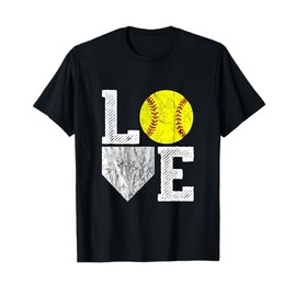 Love Softball T Shirt Girls Mom Women Vintage Softball Gift T-Shirt