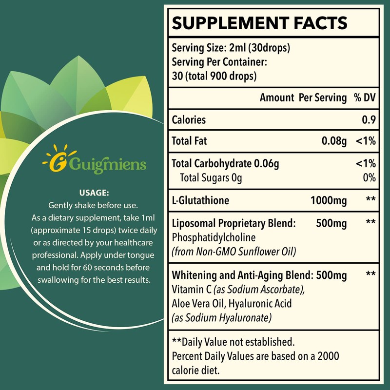 Liposomal Glutathione, Superior Absorption, Liquid Glutathione Supplement, Powerful Antioxidant, Liver