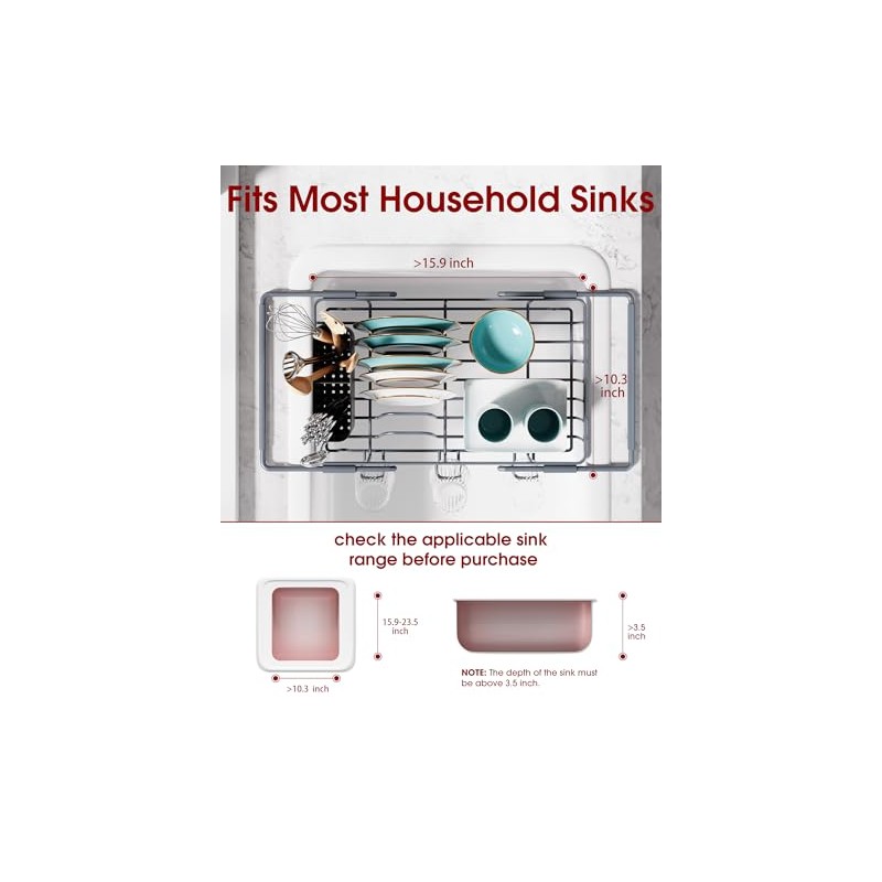 Sakugi Dish Drying Rack in Sink - Expandable Stainless Steel