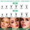 Fenshine Cluster Eyelash Extensions 240pcs 20D/40D Cluster Eyelashes Mixed, 0.07