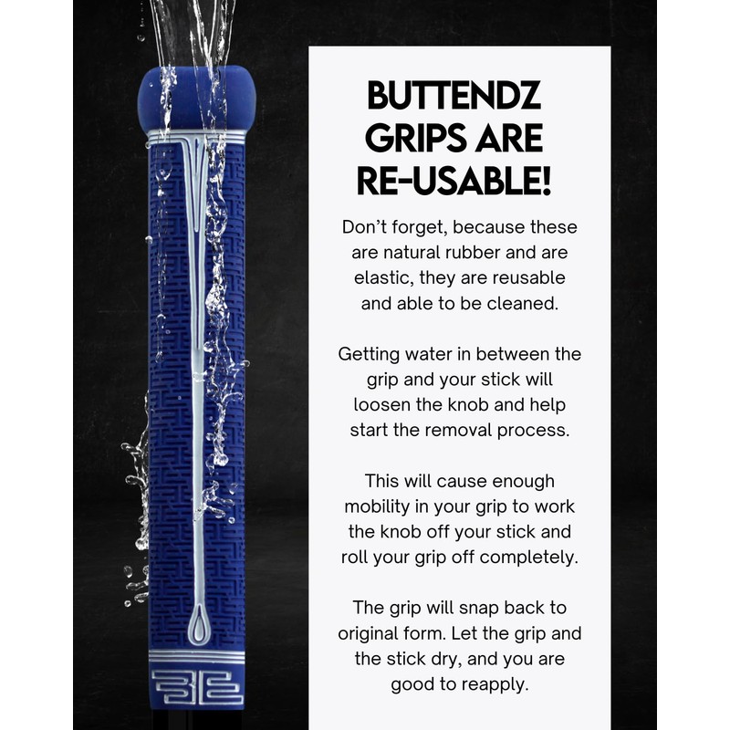 Buttendz Fusion Z Hockey Stick Replacement Grip - Reusable Design,