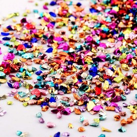 Crushed Glass Irregular Metallic Chips Sprinkles Chunky Glitter Multicolor 100g 2-4mm for Nail Arts Craft DIY Vase Filler Epoxy Resin Mold Scrapbooking Jewelry Making Decoration (Multicolor, 2-4mm)