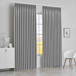 MAIHER Pinch Pleat Blackout Curtain, Thermal Insulated Room Darkening Drape, Polyester Window Treatment for Bedroom, Patio, Light Grey, 72 Inch Wide by 96 Inch Long, 1 Panel