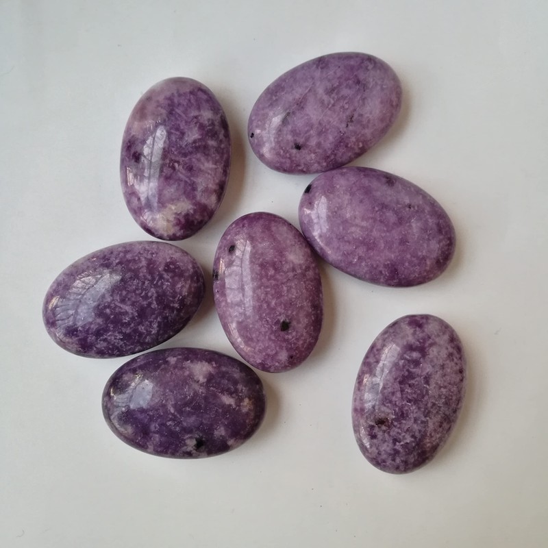 Manekieko Natural Purple Lepidolite Worry Stones Oval Palm Pockets Healing