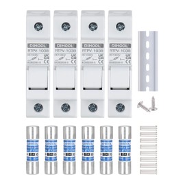 DIHOOL Fusible en línea de 15 amperios para conector solar, 4 piezas de soporte de fusibles solares, fusible de panel solar de riel DIN