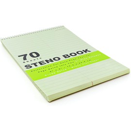 Enday Steno Pads Spiral 6x9 inches (6 Pack) - Green Tint Steno Pad, Gregg Rule, Green Tint Paper, Top Bound Spiral Steno Book, 70 Sheets Lined Steno Notebook for Office & School