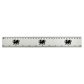 'Welsh Dragon' 30cm (12 Inch) White Plastic Ruler (RL00090072)