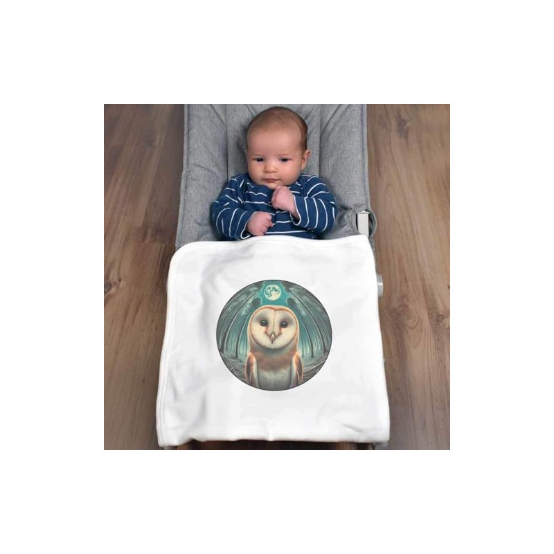 Azeeda 'Happy Barn Owl' Cotton Baby Blanket/Shawl (BY00039748)