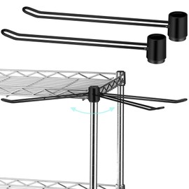 MorningRo 2 Pcs Wire Shelf Hooks Post Utility Hook Wire Shelving Accessories Chrome Plated Steel Hanger with a Rubber Cap for Hanging Pots Kitchenware Clothes (Black)