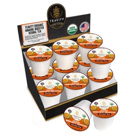 Organic Ginger Tea Pod with Echinacea, Turmeric, and Licorice for Keurig, Decaf by Teavity (12 Tea Pods)