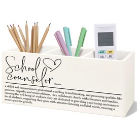 Yhtrg School Counselor Gifts Wooden Pen Pencil Holder for Desk, Appreciation Gifts for School Counselor Wood Makeup Brush Toothbrush Holder Organizer for Guidance Counseling Office