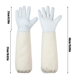 MWUMRCM Beekeeper Gloves Made of Goat Leather, Breathable Canvas Beekeeper Gloves, Puncture Resistant, Suitable for Men and Women Beekeeping Accessories, Beekeeper Gloves Leather for Gardening
