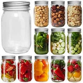 Galssmagic Mason Jars 16 oz with Airtight Lids and Bands,12 Pack Regular Mouth Canning Jars, Clear Glass Pint Jars for Canning, Pickling, Food Storage