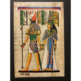 god Horus & Queen Nefertari Rare Egyptian Papyrus Handmade  8x12”