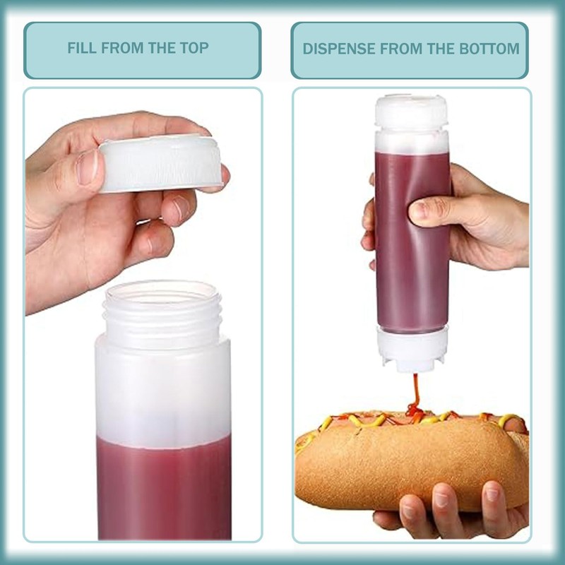 YQkangzhu 4 Pcs 16 oz Inverted Plastic Squeeze Bottles, Upside