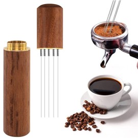 Espresso Coffee Stirrer WDT Tool, 5 Needles Espresso Stirrer with Natural Wood Handle, Espresso Accessories Coffee Stirrer for Espresso Stirring Distribution (Rose Wood)