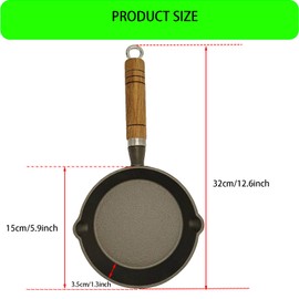 Kuci Mini Cast Iron Skillet, 5.9 Inch Skillet with Double Drip Spout, Suitable for Stovetop, Grill, for Heating Oil, Frying Eggs, Frying Dumplings, Non-Stick