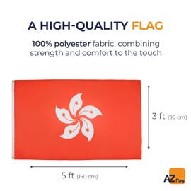 AZ FLAG - Hong Kong Flag - 3x5 Ft - 100D Polyester Hong Konger Banner with Two Metal Grommets - Fade Resistant - Vivid Colors - 3' x 5' Feet - 150x90 Cm