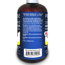 270ml (9oz) PURE GRAPESEED Oil, 100% Pure, Moisturizes & Nourishes Hair, Face and Skin, Cold Pressed + UV Protected, Non GMO, Made in Canada (270ml)