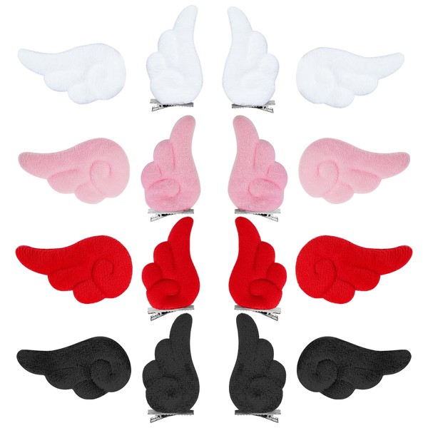 Haakong 16Pcs 4 Color Wings Hair Clips Angel Hairpin Kawaii Hair Accessories Cosplay Accessories Cartoon Hair Clips Plush Hair Cosplay Accessories Kawaii
