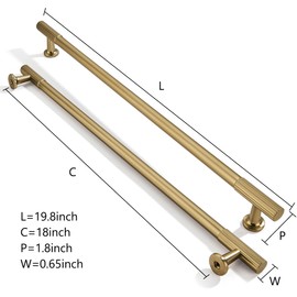 khtumeware Appliance Pull 18 Inch Hole Center 1 Pack Brushed Brass Cabinet Pulls Heavy Duty Solid Warm Brass Kitchen Drawer Handles Cabinet Hardware for Cupboard Drawer Handles Dresser Pulls