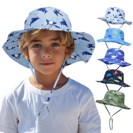 LYZOURBB Baby Girl Boy Sun Hats, Kids Summer Adjustable UPF50+ Sun Hats Cartoon Patterns Bucket Hats for 0-6Years